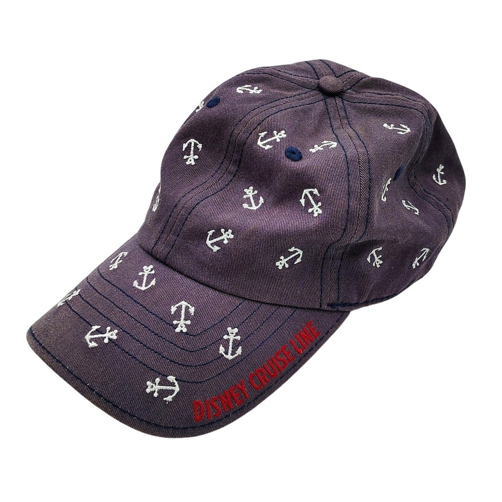 Disney Cruise Line Anchor Baseball Hat Cap Adult One Size Blue White Nautical